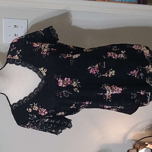 torrid Tops - 4/$25.  TORRID size 0  black lace floral blouse like new no tags